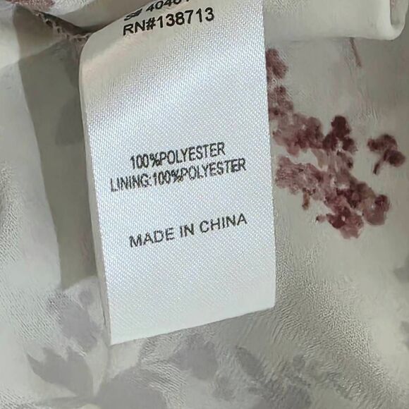 Doe & Rae White Floral Long Sleeve Blouse Women’s L - Picture 8 of 9